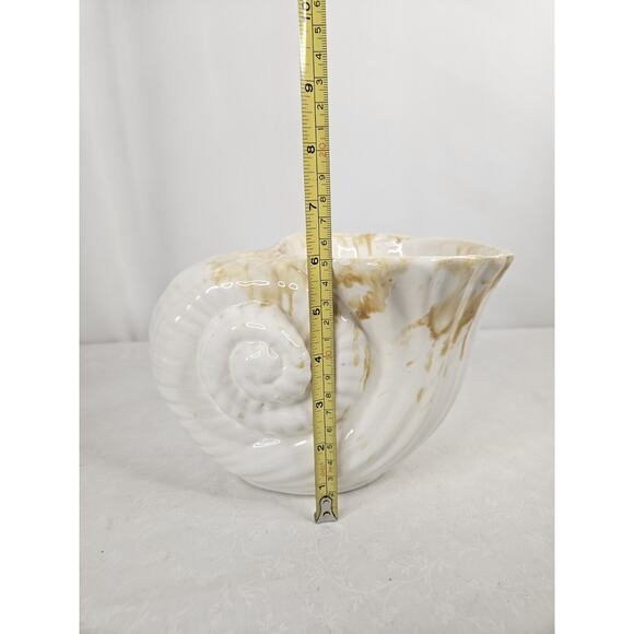 Vintage Sea Shell Nautilus Glazed Terra Cotta Herb Planter Garden Shelf Decor - Picture 10 of 13